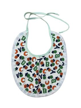 5/$15 Vintage Alphabet Print Baby Bib